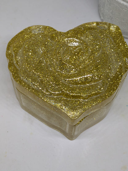Heart rose trinket jar