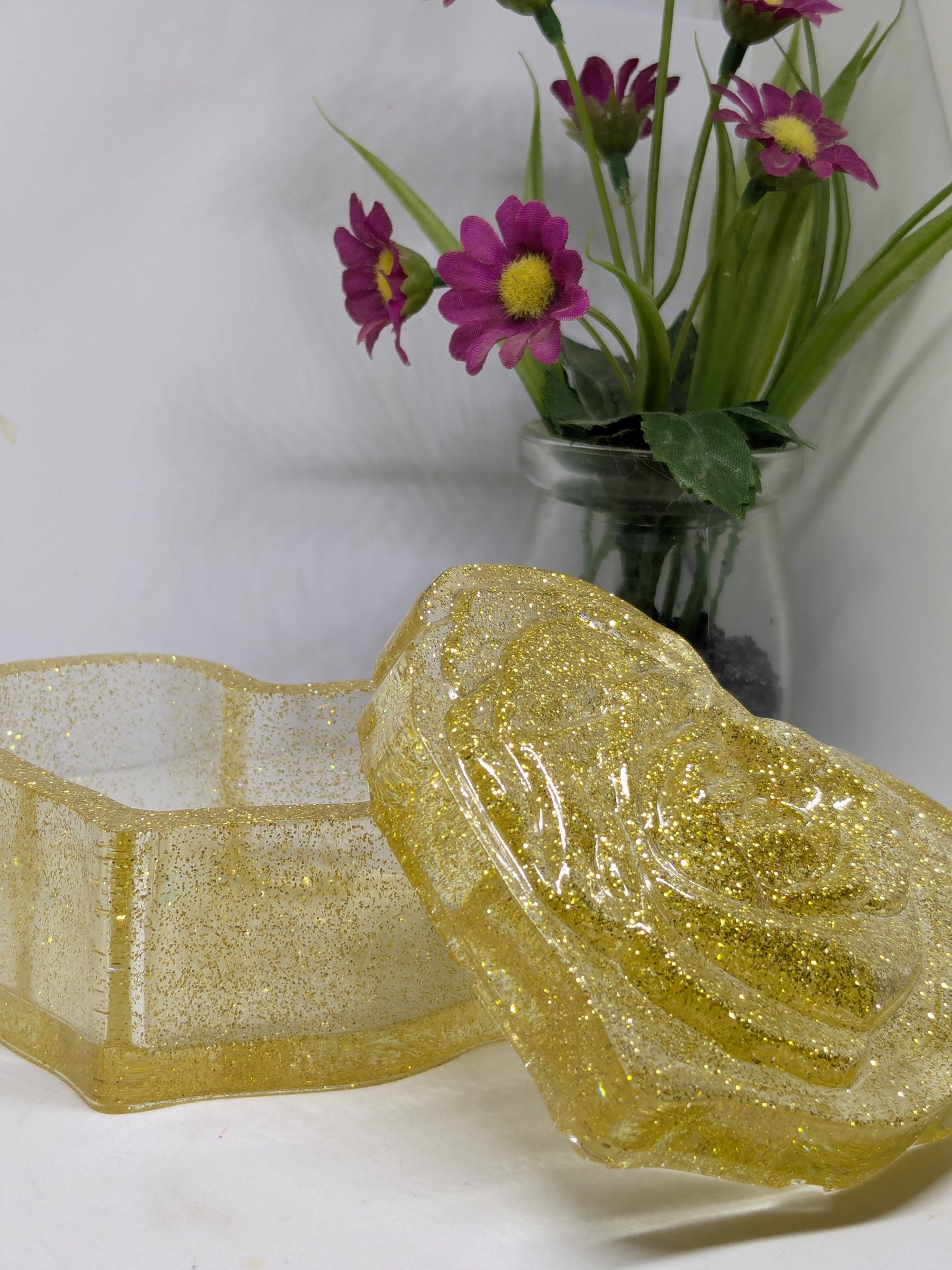 Heart rose trinket jar